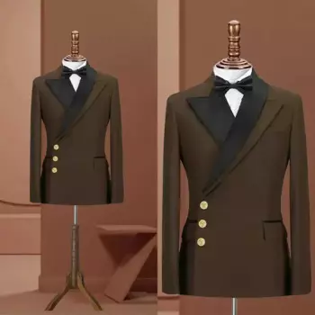 Мужской костюм из 2 предметов, блейзер и брюки с необычным воротником, однобортная Деловая одежда с пряжкой, костюм для свадьбы, выпускного вечера, цвет