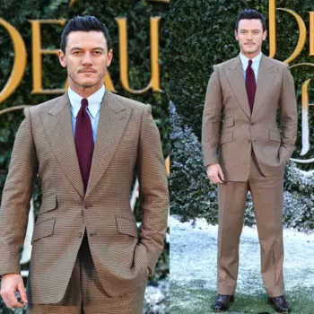 Мужской костюм из блейзера и брюк, коричневого цвета