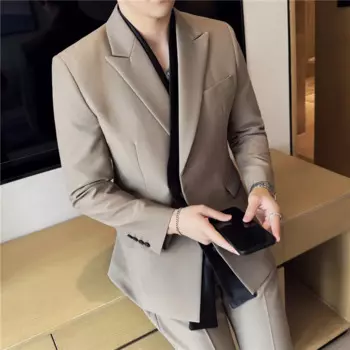 Мужской костюм из двух предметов, винтажный Модный приталенный деловой Повседневный пиджак и брюки, свадебные смокинги, костюмы, пальто и брюки