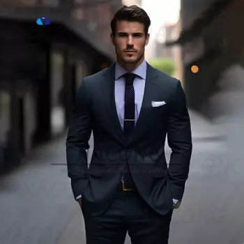 Мужской костюм на заказ, облегающий костюм из 2-х предметов, официальный пиджак и брюки, мужской костюм для свадьбы