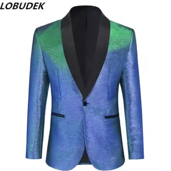 Мужской костюм с шалевым воротником, куртки, певец, бар, концерт, деловой повседневный пиджак, смокинг для выпускного вечера, свадьбы, вечеринки, костюм больших размеров