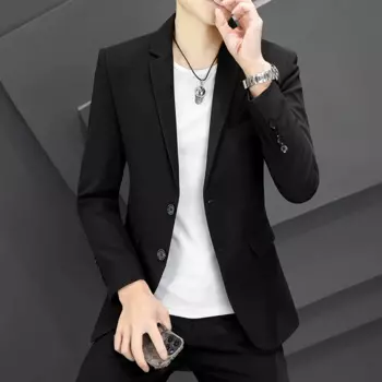 Мужской костюм Верх однотонный деловой костюм для профессиональной работы Формальный рабочий костюм Чистый черный двойной пуговицы Темно-синий серый костюм Верх без узора Костюм