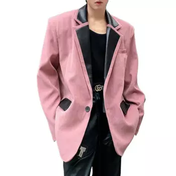 Мужской кожаный блейзер в стиле хип-хоп