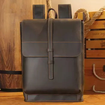 Мужской кожаный рюкзак, черный винтажный рюкзак с отделением для ноутбука 14 дюймов, 2023