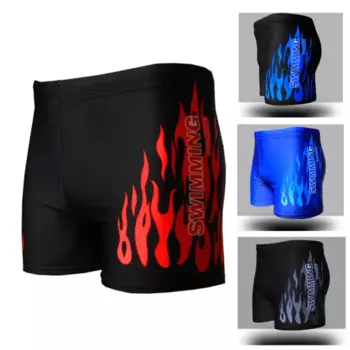 Мужской купальник, мужские шорты для плавания, купальный костюм, плавки для бассейна, пляжные трусы Flame Boxer Badpak maillot de bain homme