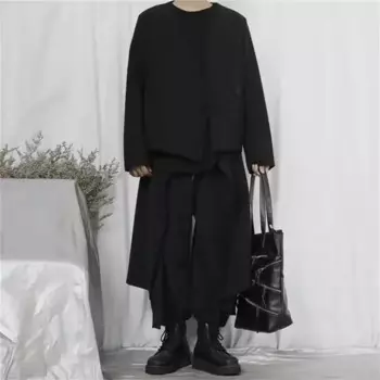 Мужской маленький костюм, пальто, Новинка осени 2021, большой однотонный Молодежный тренд для отдыха, нишевой свободный костюм с V-образным вырезом и окантовкой