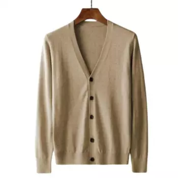 Мужской однобортный Кардиган с длинным рукавом и V-образным вырезом