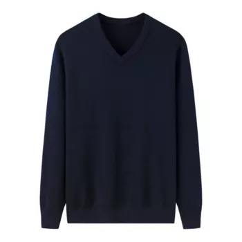 Мужской однотонный кашемировый пуловер с V-образным вырезом