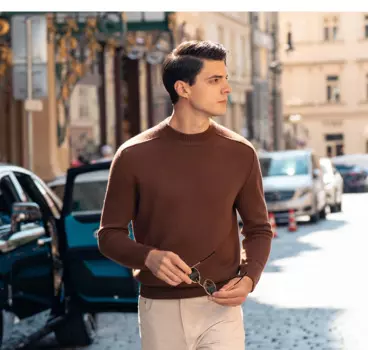 Мужской однотонный кашемировый свитер с высоким воротником, Осень-зима