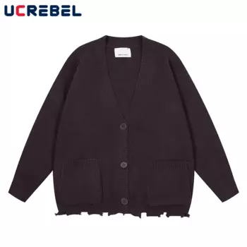 Мужской однотонный трикотажный свитер с длинным рукавом, на осень/зиму