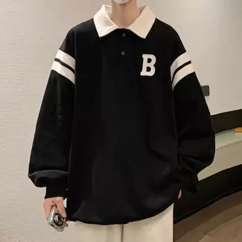 Мужской осенний Американский Повседневный свитер-поло с воротником-поло, СВОБОДНЫЙ Модный Универсальный индивидуальный свитер с воротником-поло для пары