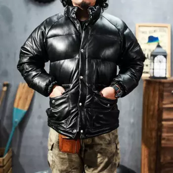Мужской повседневный пуховик SDGD980, теплая куртка из натуральной козьей кожи азиатского размера, 350 г
