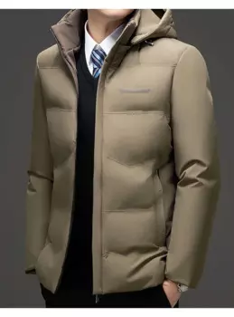 Мужской пуховик, Осень-зима, новинка, однотонная ветрозащитная теплая утепленная Повседневная Деловая куртка с капюшоном, Мужская модная одежда