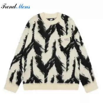 Мужской пуловер с длинным рукавом, с круглым вырезом