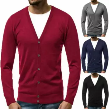 Мужской пуловер с V-образным вырезом, свитер, вязаный кардиган, куртка, вязаная одежда, пальто, верхняя одежда