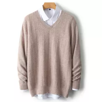 Мужской пуловер с V-образным вырезом, весна-осень