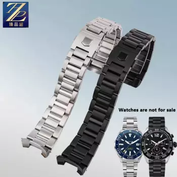 Мужской ремешок из нержавеющей стали 22 мм 24 мм для Tag Heuer Calera Series, ремешок для часов из нержавеющей стали, серебристый/черный браслет, ремешок для часов