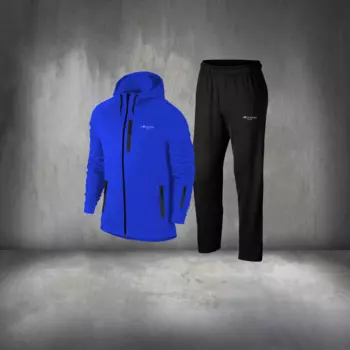 Мужской синий тренировочный костюм из ткани, Размеры S -3XL