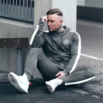 Мужской спортивный костюм из двух предметов, толстовка с капюшоном и штаны, костюм для бега и фитнеса, спортивные костюмы, весна 2023