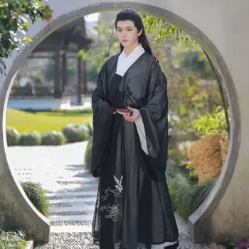 Мужской студенческий комплект династии Мин Daopao Hanfu в китайском стиле в древнем стиле, красивый журавль с вышивкой лотоса