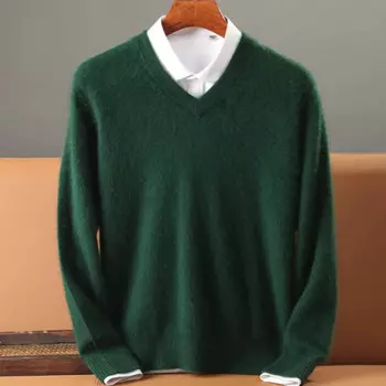 Мужской свитер из 100% натуральной норки и кашемира, Женский вязаный свитер большого размера, зимние новые высококлассные джемперы с длинным рукавом, норковые Топы