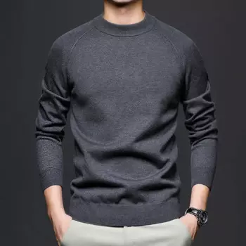 Мужской свитер, мягкий утепленный зимний Повседневный пуловер с воротником-хомутом на плечах, вязаный свитер