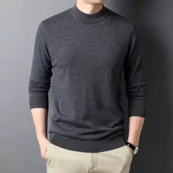 Мужской свитер, новый свитер с высоким воротником, австралийский свитер из чистой шерсти с высоким воротником, мужская куртка с длинным рукавом