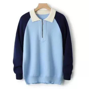 Мужской свитер-поло из 100% чистой шерсти, толстый вязаный кашемировый свитер для отдыха, Осень-зима