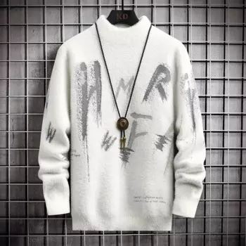 Мужской свитер с длинным рукавом, с буквенным принтом