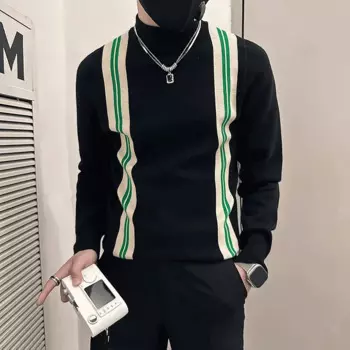 Мужской свитер с длинным рукавом, в полоску