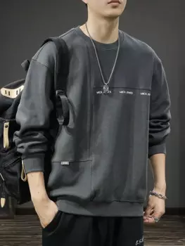 Мужской свитер с круглым вырезом уличная одежда с буквенным принтом, свободный Стандартный спортивный костюм, весна-осень, мужские свитшоты