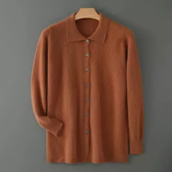 Мужской свитер с воротником-поло Maillard, осень/зима 2024, повседневный деловой мужской кардиган из 100% чистого норкового кашемира, вязаная куртка большого размера