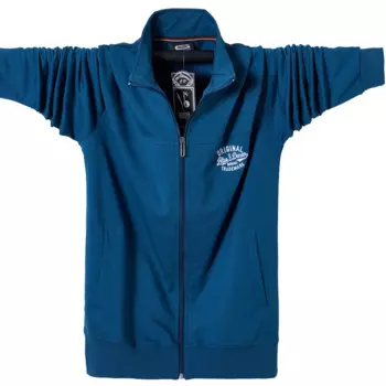 Мужской свитшот на молнии, с вышивкой, большого размера