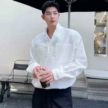 Мужской свободный джемпер с воротником-стойкой, большие размеры