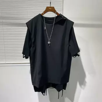 Мужской свободный и простой пуловер, футболка, жилет, Новая Модная молодежная тонкая и универсальная Однотонная футболка без рукавов