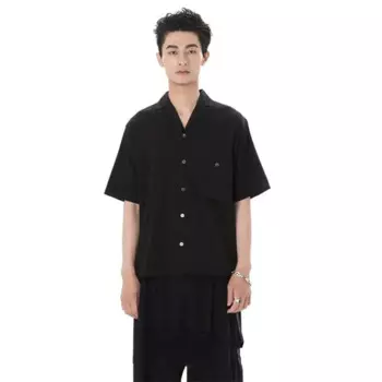 Мужской Свободный пуловер в стиле ретро с короткими рукавами, повседневная одежда в японском уличном стиле, рубашка, костюм большого размера