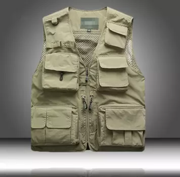 Мужской тактический жилет, Летний жилет для фотографа, сетчатый Рабочий жилет без рукавов, жилет с множеством карманов
