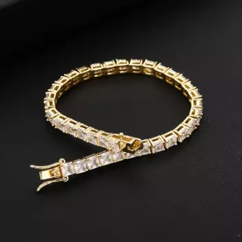 Мужской теннисный браслет в стиле хип-хоп 4 мм с фианитом