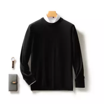 Мужской теплый шерстяной пуловер с длинным рукавом и круглым вырезом