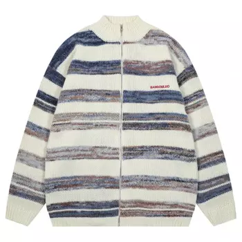 Мужской трикотажный джемпер в стиле хип-хоп, в полоску