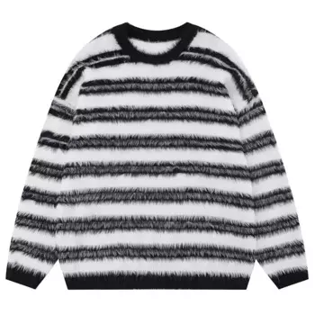 Мужской трикотажный джемпер в стиле хип-хоп, в полоску
