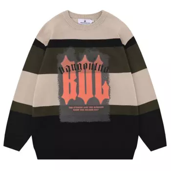 Мужской трикотажный джемпер в стиле хип-хоп, в полоску