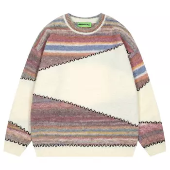 Мужской трикотажный джемпер в стиле хип-хоп, в полоску