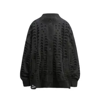 Мужской трикотажный кардиган с вырезами, большие размеры