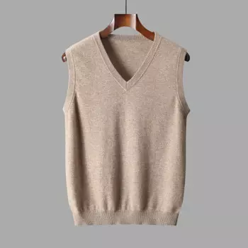 Мужской трикотажный пуловер без рукавов с V-образным вырезом