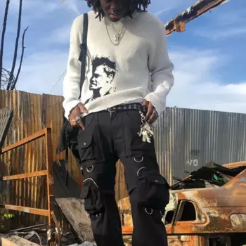 Мужской трикотажный пуловер с длинным рукавом и круглым вырезом