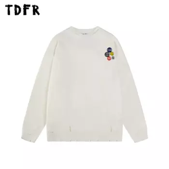 Мужской трикотажный пуловер с длинным рукавом и круглым вырезом