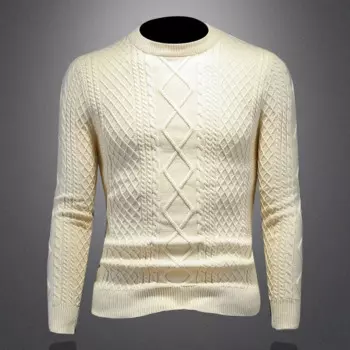 Мужской трикотажный пуловер с круглым вырезом и длинными рукавами