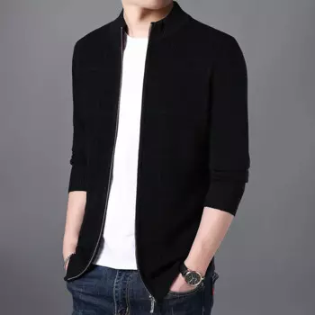 Мужской утепленный кардиган на молнии, Осень-зима