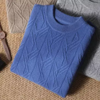 Мужской утепленный кашемировый свитер, однотонный вязаный пуловер с круглым вырезом, из 100% шерсти, Осень-зима